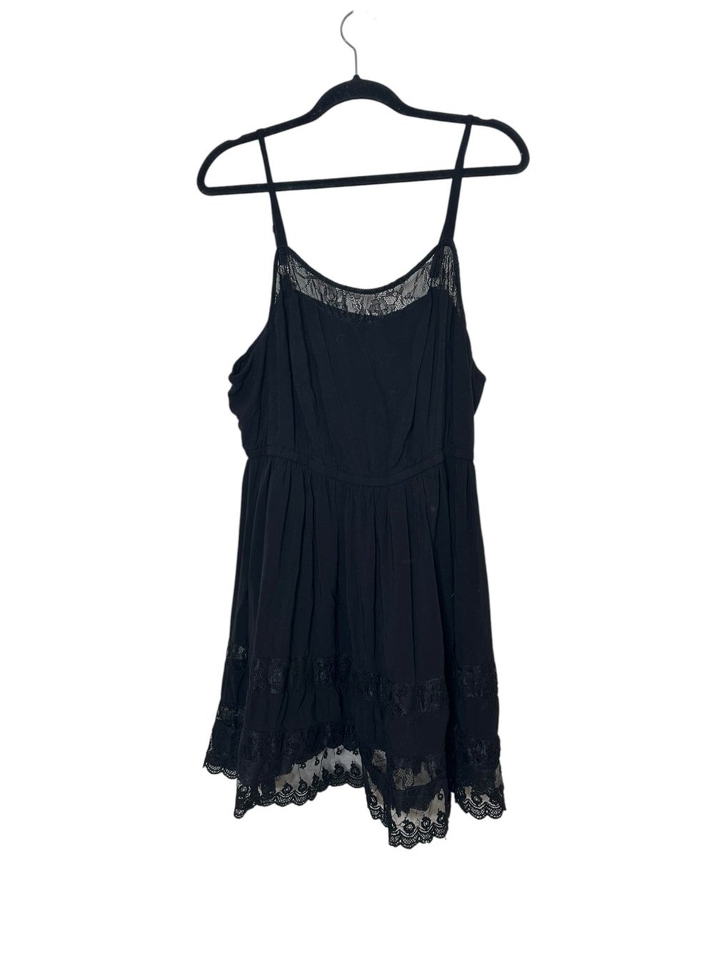 Torrid Black Lace Trim Spaghetti Strap Mini Dress